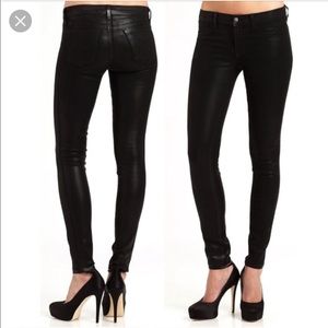 J Brand Super Skinny Black Coated Jeans